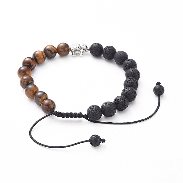 PandaHall Tibetan Style Alloy Elephant Adjustable Braided Bead Bracelets, with Natural Lava Rock & Tiger Eye Beads, Antique Silver, Inner...
PandaHall Tibetan Style Alloy Elephant Adjustable Braided Bead Bracelets, with Natural Lava Rock & Tiger Eye Beads, Antique Silver, Inner...