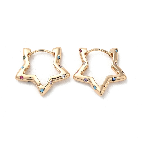 PandaHall Brass Micro Pave Colorful Cubic Zirconia Hoop Earrings, Star, Light Gold, 21.5x23x4mm Brass Star
PandaHall Brass Micro Pave Colorful Cubic Zirconia Hoop Earrings, Star, Light Gold, 21.5x23x4mm Brass Star