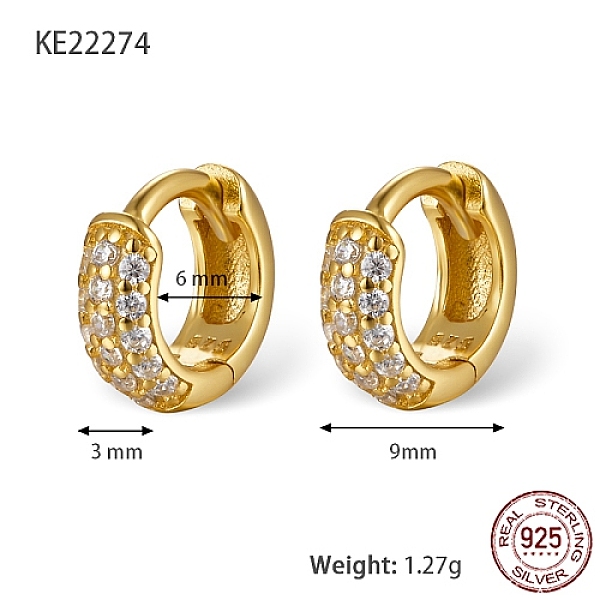 PandaHall 925 Sterling Sliver Micro Pave Cubic Zirconia Hoop Earrings, with 925 Stamp, Real 18K Gold Plated, 9x3mm Sterling Silver Ring..., Clear
PandaHall 925 Sterling Sliver Micro Pave Cubic Zirconia Hoop Earrings, with 925 Stamp, Real 18K Gold Plated, 9x3mm Sterling Silver Ring..., Clear