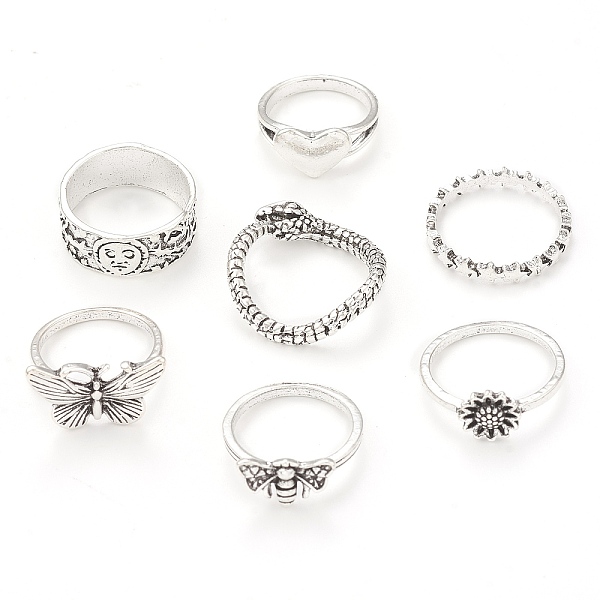 PandaHall Tibetan Style Alloy Stackable Rings Set, Gothic Jewelry for Women, Antique Silver, Inner Diameter: 15~19mm, 7Pcs/set Alloy
PandaHall Tibetan Style Alloy Stackable Rings Set, Gothic Jewelry for Women, Antique Silver, Inner Diameter: 15~19mm, 7Pcs/set Alloy