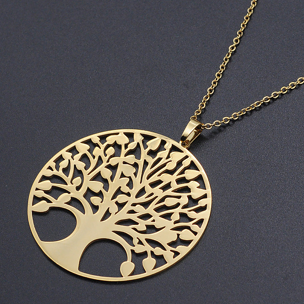 PandaHall 201 Stainless Steel Pendants Necklaces, with Cable Chains and Lobster Claw Clasps, Flat Round with Tree, Golden, 17.71 inch(45cm)...
PandaHall 201 Stainless Steel Pendants Necklaces, with Cable Chains and Lobster Claw Clasps, Flat Round with Tree, Golden, 17.71 inch(45cm)...