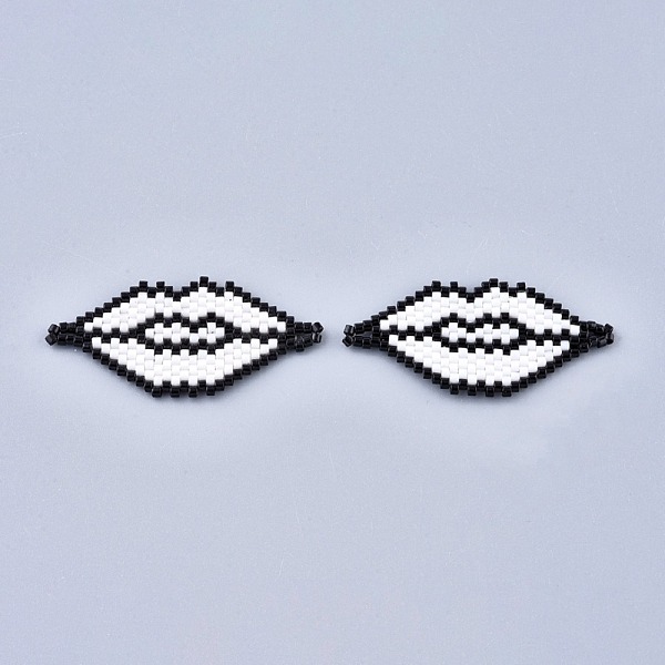 PandaHall Handmade Seed Beads Links Connectors, with Elastic Thread, Loom Pattern, Lip, White, 19x41~42x1.5mm, Hole: 2~2.5mm Glass Lip White
PandaHall Handmade Seed Beads Links Connectors, with Elastic Thread, Loom Pattern, Lip, White, 19x41~42x1.5mm, Hole: 2~2.5mm Glass Lip White