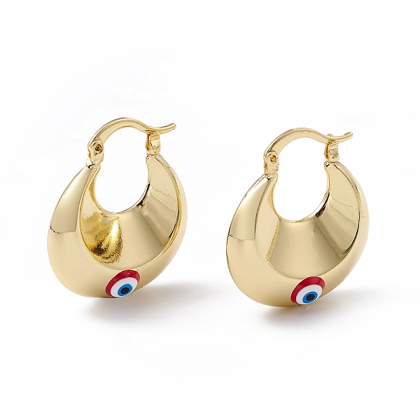 PandaHall Enamel Evil Eye Thick Hoop Earrings, Real 18K Gold Plated Brass Jewelry for Women, FireBrick, 27x23x9mm, Pin: 1mm Brass Arch Red
PandaHall Enamel Evil Eye Thick Hoop Earrings, Real 18K Gold Plated Brass Jewelry for Women, FireBrick, 27x23x9mm, Pin: 1mm Brass Arch Red