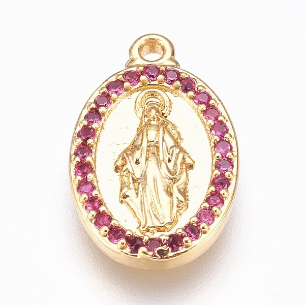 PandaHall Brass Pendants, with Cubic Zirconia, Lead Free & Cadmium Free & Nickel Free, Long-Lasting Plated, Oval with Virgin Mary, Purple...
PandaHall Brass Pendants, with Cubic Zirconia, Lead Free & Cadmium Free & Nickel Free, Long-Lasting Plated, Oval with Virgin Mary, Purple...