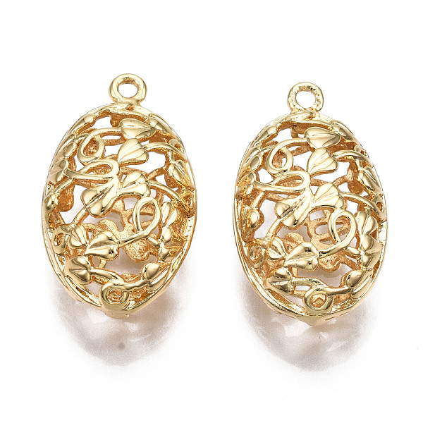 PandaHall Brass Pendants, Hollow, Nickel Free, Oval, Real 18K Gold Plated, 25x14x10.5mm, Hole: 1.6mm Brass Oval
PandaHall Brass Pendants, Hollow, Nickel Free, Oval, Real 18K Gold Plated, 25x14x10.5mm, Hole: 1.6mm Brass Oval
