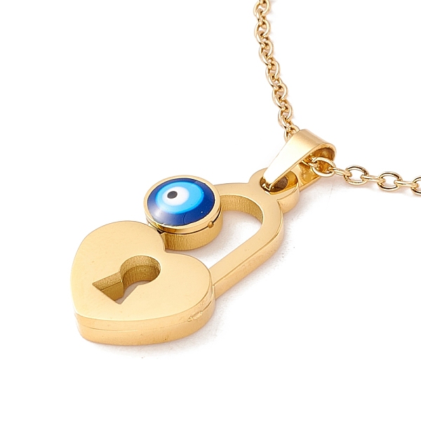 PandaHall Ion Plating(IP) 304 Stainless Steel Heart Padlock with Evil Eye Pendant Necklace with Enamel for Women, Golden, 18.3 inch(46.5cm)...
PandaHall Ion Plating(IP) 304 Stainless Steel Heart Padlock with Evil Eye Pendant Necklace with Enamel for Women, Golden, 18.3 inch(46.5cm)...
