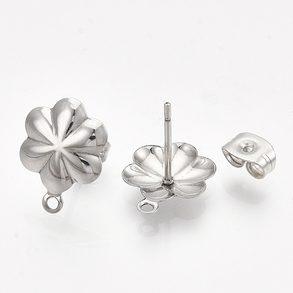 PandaHall 304 Stainless Steel Stud Earring Findings, with Loop and Ear Nuts/Earring Backs, Flower, Stainless Steel Color, 13.5x10mm, Hole...
PandaHall 304 Stainless Steel Stud Earring Findings, with Loop and Ear Nuts/Earring Backs, Flower, Stainless Steel Color, 13.5x10mm, Hole...