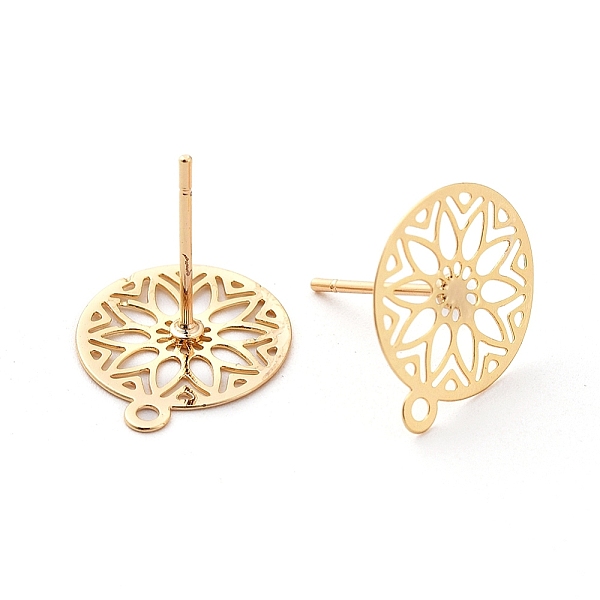 PandaHall Brass Stud Earring Findings, with Loop, Flat Round with Flower, Real 18K Gold Plated, 14.5x12.5mm, Hole: 1.2mm, pin: 0.6mm Brass...
PandaHall Brass Stud Earring Findings, with Loop, Flat Round with Flower, Real 18K Gold Plated, 14.5x12.5mm, Hole: 1.2mm, pin: 0.6mm Brass...