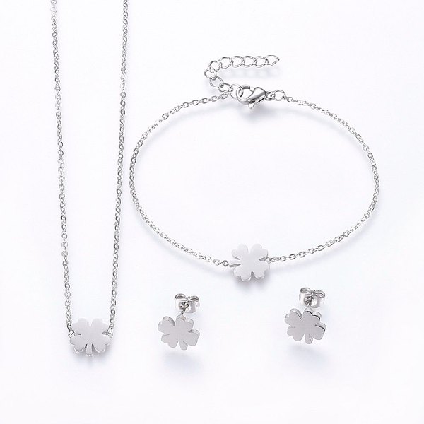 PandaHall 304 Stainless Steel Jewelry Sets, Pendant Necklaces & Stud Earrings & Bracelets, Clover, Mixed Color, 16.54 inch(42cm), 7-1/8 inch..., Multicolor
PandaHall 304 Stainless Steel Jewelry Sets, Pendant Necklaces & Stud Earrings & Bracelets, Clover, Mixed Color, 16.54 inch(42cm), 7-1/8 inch..., Multicolor