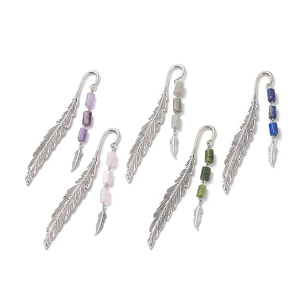 PandaHall Tibetan Style Alloy Feather Bookmarks, Mixed Natural Gemstone Bead Pendant Bookmark, Mixed Color, 115x13x3.5mm Mixed Stone Feather
PandaHall Tibetan Style Alloy Feather Bookmarks, Mixed Natural Gemstone Bead Pendant Bookmark, Mixed Color, 115x13x3.5mm Mixed Stone Feather