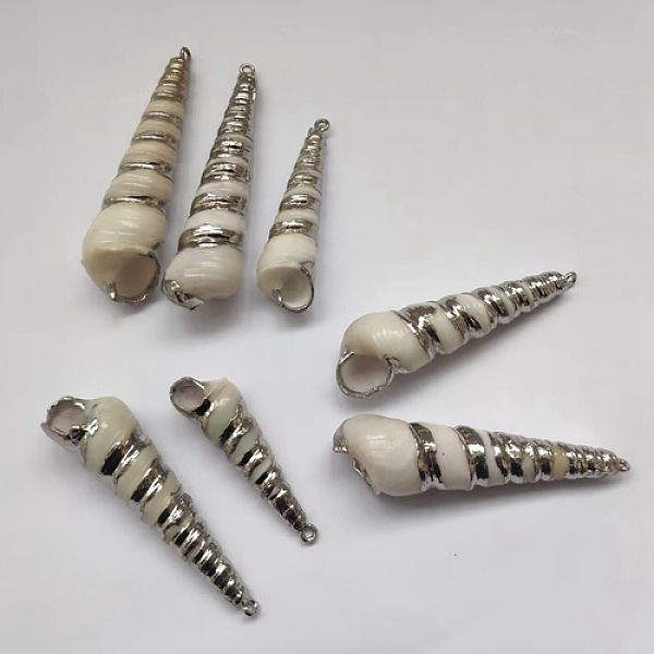 PandaHall Electroplate Spiral Shell Pendants, with Brass Findings, Platinum, 38~76x11~19mm, Hole: 1.6mm Spiral Shell Shell Shape
PandaHall Electroplate Spiral Shell Pendants, with Brass Findings, Platinum, 38~76x11~19mm, Hole: 1.6mm Spiral Shell Shell Shape