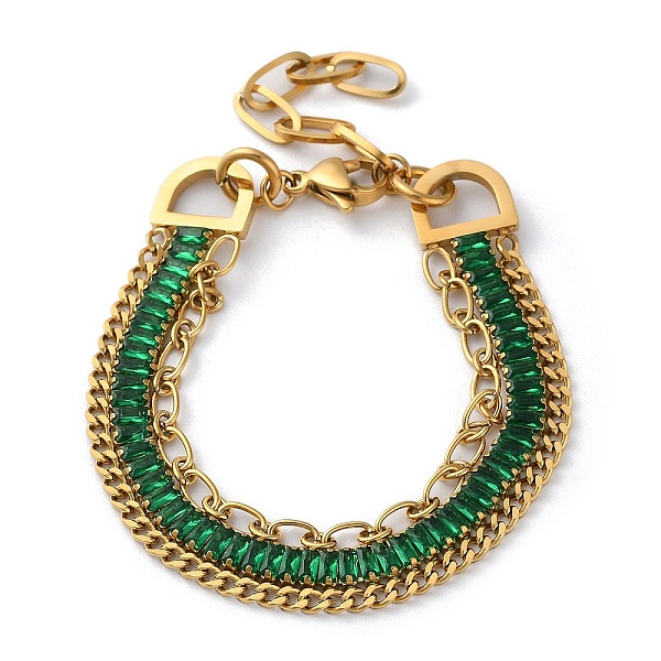 PandaHall Golden 304 Stainless Steel Triple Layer Multi-strand Bracelets, Rhinestone Cup Chains Bracelet, Emerald, 6-7/8 inch(17.5cm)..., Green
PandaHall Golden 304 Stainless Steel Triple Layer Multi-strand Bracelets, Rhinestone Cup Chains Bracelet, Emerald, 6-7/8 inch(17.5cm)..., Green