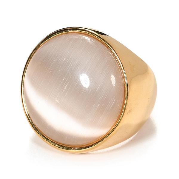 PandaHall Ion Plating(IP) 304 Stainless Steel Wide Band Rings, with Cat Eye, Oval, Golden, Size: 6~9, 16~19mm Stainless Steel+Glass Brown
PandaHall Ion Plating(IP) 304 Stainless Steel Wide Band Rings, with Cat Eye, Oval, Golden, Size: 6~9, 16~19mm Stainless Steel+Glass Brown