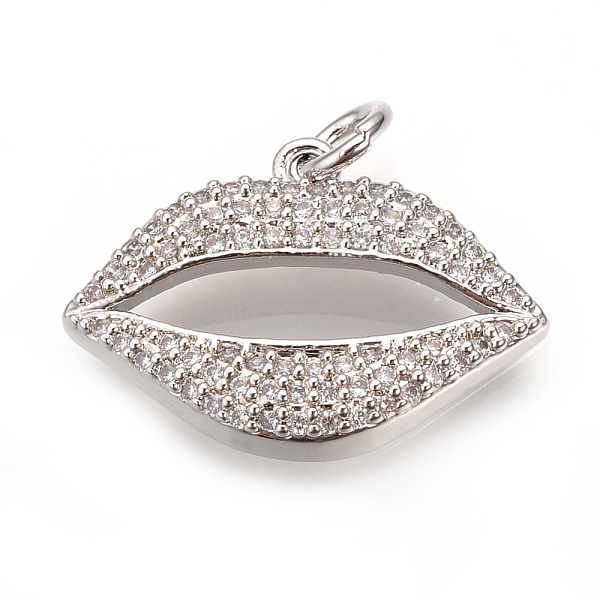PandaHall Brass Micro Pave Cubic Zirconia Pendants, with Jump Rings, Lip, Platinum, 15x21x3.5mm, Hole: 3mm Brass+Cubic Zirconia Lip
PandaHall Brass Micro Pave Cubic Zirconia Pendants, with Jump Rings, Lip, Platinum, 15x21x3.5mm, Hole: 3mm Brass+Cubic Zirconia Lip