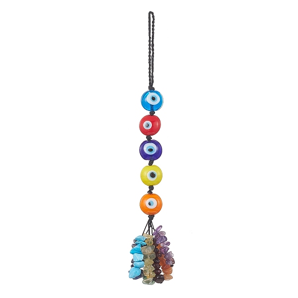 PandaHall Handmade Evil Eye Lampwork Pendant Decorations, Braided Nylon Thread and Gemstone Chip Tassel Hanging Ornaments, Flat Round, 18cm...
PandaHall Handmade Evil Eye Lampwork Pendant Decorations, Braided Nylon Thread and Gemstone Chip Tassel Hanging Ornaments, Flat Round, 18cm...