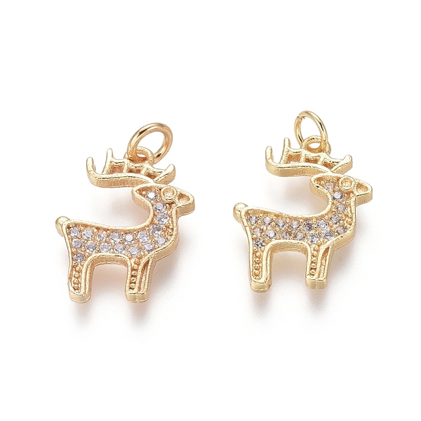PandaHall Brass Charms, with Clear Cubic Zirconia and Jump Rings, Christmas Reindeer/Stag, Golden, 15x12x1.5mm, Hole: 2.5mm Brass+Cubic...
PandaHall Brass Charms, with Clear Cubic Zirconia and Jump Rings, Christmas Reindeer/Stag, Golden, 15x12x1.5mm, Hole: 2.5mm Brass+Cubic...