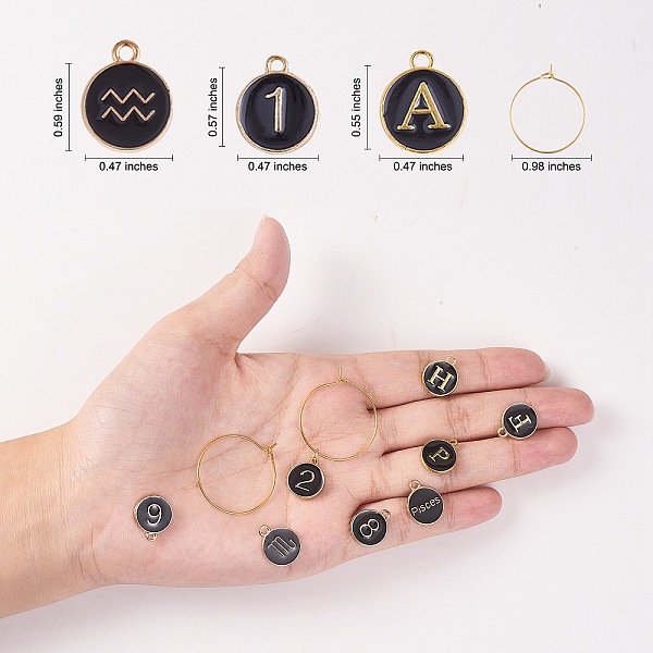 PandaHall DIY Wine Glass Charms Making Kits, Including Brass Wine Glass Charm Rings, Number & Alphabet & Constellation Alloy Enamel Pendants..., Black
PandaHall DIY Wine Glass Charms Making Kits, Including Brass Wine Glass Charm Rings, Number & Alphabet & Constellation Alloy Enamel Pendants..., Black