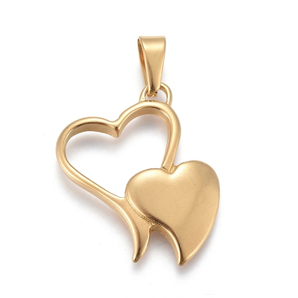 PandaHall Valentine's Day 304 Stainless Steel Pendants, Heart with Heart, Golden, 35.5x32x3mm, Hole: 5x11.5mm 304 Stainless Steel Heart
PandaHall Valentine's Day 304 Stainless Steel Pendants, Heart with Heart, Golden, 35.5x32x3mm, Hole: 5x11.5mm 304 Stainless Steel Heart