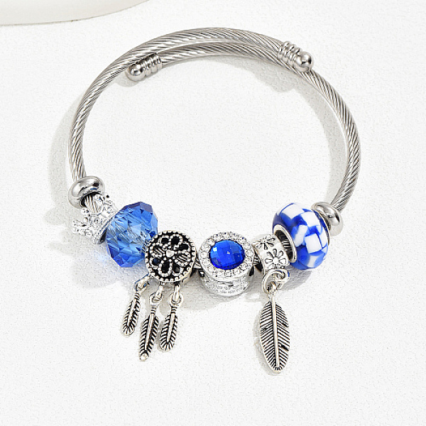 PandaHall Stainless Steel European Bracelet, Charm Bracelet for Women, Feather, Inner Diameter: 2-3/8~2-3/4 inch(6~7cm) Stainless Steel...
PandaHall Stainless Steel European Bracelet, Charm Bracelet for Women, Feather, Inner Diameter: 2-3/8~2-3/4 inch(6~7cm) Stainless Steel...