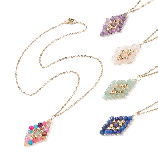 PandaHall Natural Mixed Gemstone Beaded Rhombus Pendant Necklace, Golden Copper Wire Wrapped Jewelry for Women, 17.68 inch(44.9cm) Mixed...
PandaHall Natural Mixed Gemstone Beaded Rhombus Pendant Necklace, Golden Copper Wire Wrapped Jewelry for Women, 17.68 inch(44.9cm) Mixed...