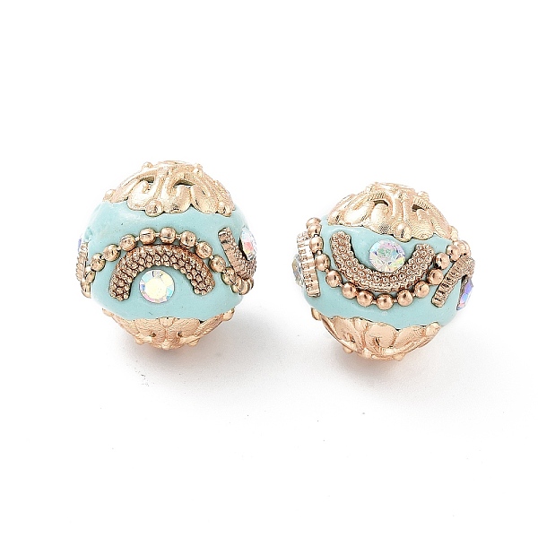 PandaHall Handmade Indonesia Beads, with Alloy, Iron and Glass, Round with Rainbow, Golden, Pale Turquoise, 15.5x16.5mm, Hole: 1.5mm Polymer...
PandaHall Handmade Indonesia Beads, with Alloy, Iron and Glass, Round with Rainbow, Golden, Pale Turquoise, 15.5x16.5mm, Hole: 1.5mm Polymer...