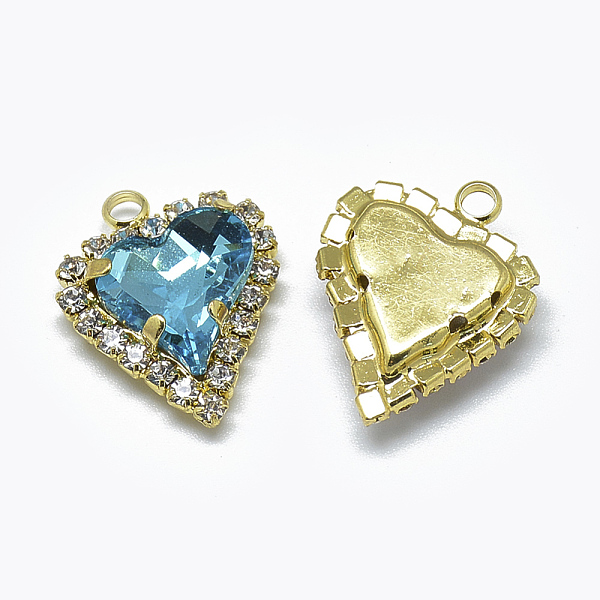 PandaHall Glass Rhinestone Pendants, with Light Gold Tone Brass Findings, Heart, Aquamarine, 21x16.5x6mm, Hole: 2mm Brass+Rhinestone Heart..., Green
PandaHall Glass Rhinestone Pendants, with Light Gold Tone Brass Findings, Heart, Aquamarine, 21x16.5x6mm, Hole: 2mm Brass+Rhinestone Heart..., Green