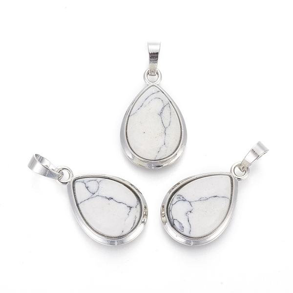 PandaHall Natural Howlite Pendants, with Brass Findings, teardrop, Platinum, 26x16~17x8~10mm, Hole: 8x5mm Howlite Teardrop
PandaHall Natural Howlite Pendants, with Brass Findings, teardrop, Platinum, 26x16~17x8~10mm, Hole: 8x5mm Howlite Teardrop