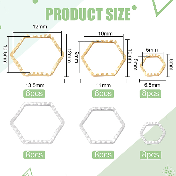 PandaHall BENECREAT 48Pcs 6 Style Brass Linking Rings, Long-Lasting Plated, Cadmium Free & Lead Free, Hexagon, Real 24K Gold & 925 Sterling...
PandaHall BENECREAT 48Pcs 6 Style Brass Linking Rings, Long-Lasting Plated, Cadmium Free & Lead Free, Hexagon, Real 24K Gold & 925 Sterling...