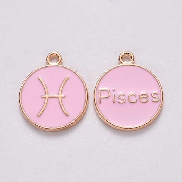 PandaHall Alloy Enamel Pendants, Cadmium Free & Lead Free, Flat Round with Constellation, Light Gold, Pink, Pisces, 15x12x2mm, Hole: 1.5mm...
PandaHall Alloy Enamel Pendants, Cadmium Free & Lead Free, Flat Round with Constellation, Light Gold, Pink, Pisces, 15x12x2mm, Hole: 1.5mm...