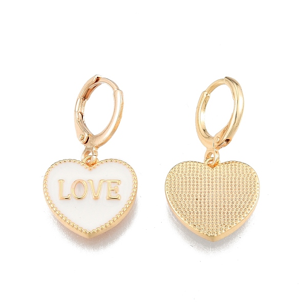 PandaHall Heart with Word Love Enamel Dangle Leverback Earrings, Real 18K Gold Plated Brass Jewelry for Women, Cadmium Free & Nickel Free &..., White
PandaHall Heart with Word Love Enamel Dangle Leverback Earrings, Real 18K Gold Plated Brass Jewelry for Women, Cadmium Free & Nickel Free &..., White