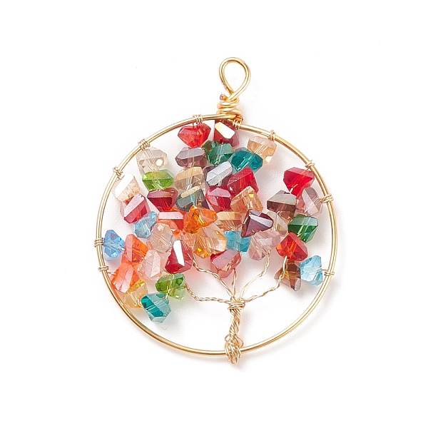 PandaHall Electroplate Glass Pendants, with Real 18K Gold Plated Tone Eco-Friendly Copper Wire, Ring with Tree, Colorful, 47~50x38~39x5~6mm...
PandaHall Electroplate Glass Pendants, with Real 18K Gold Plated Tone Eco-Friendly Copper Wire, Ring with Tree, Colorful, 47~50x38~39x5~6mm...
