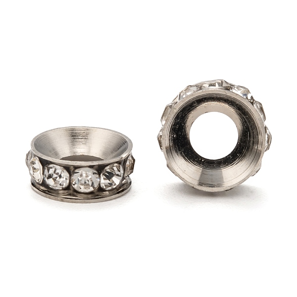 PandaHall Brass Rhinestone Spacer Beads, Grade A, Rondelle, Platinum Metal Color, Crystal, 9x4mm, Hole: 4mm Brass+Rhinestone Rondelle Clear
PandaHall Brass Rhinestone Spacer Beads, Grade A, Rondelle, Platinum Metal Color, Crystal, 9x4mm, Hole: 4mm Brass+Rhinestone Rondelle Clear