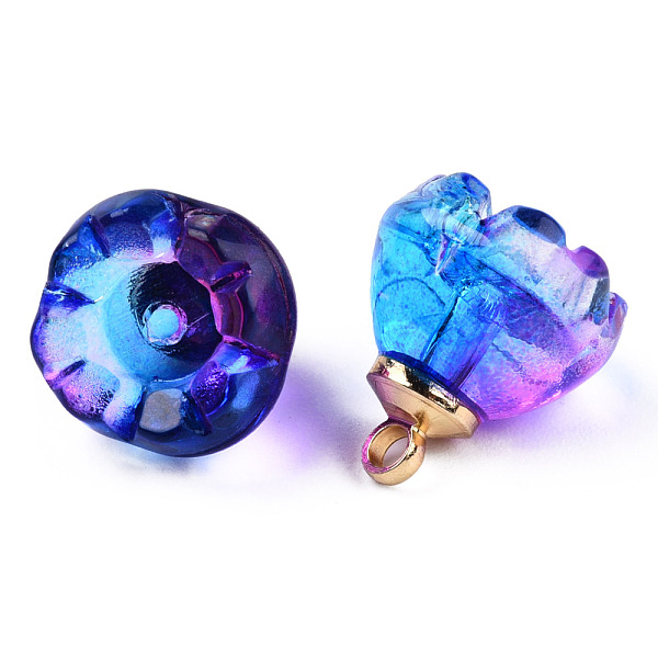 PandaHall Transparent Spray Painted Glass Charms, with Light Gold Plated Brass Findings, Two Tone, Flower, Blue Violet, 14x13x13mm, Hole...
PandaHall Transparent Spray Painted Glass Charms, with Light Gold Plated Brass Findings, Two Tone, Flower, Blue Violet, 14x13x13mm, Hole...