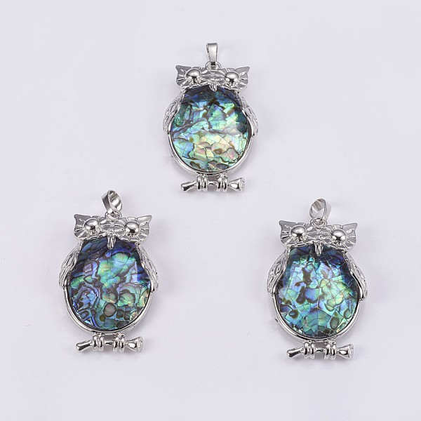 PandaHall Abalone Shell/Paua Shell Pendants, with Platinum Tone Brass Bail, Owl, 43x27x9~10.5mm, Hole: 5x8mm Paua Shell Owl
PandaHall Abalone Shell/Paua Shell Pendants, with Platinum Tone Brass Bail, Owl, 43x27x9~10.5mm, Hole: 5x8mm Paua Shell Owl