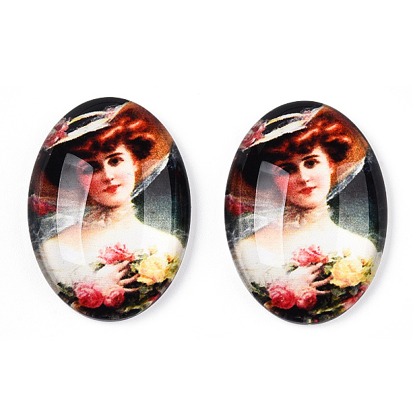 PandaHall Glass Cabochons, with European Style Pattern, Oval, Colorful, 25x18x6mm Glass Oval
PandaHall Glass Cabochons, with European Style Pattern, Oval, Colorful, 25x18x6mm Glass Oval