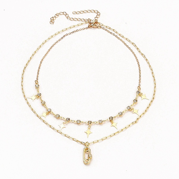 PandaHall Star & Safety Pin Shape Pendant Necklaces Sets, with Brass Paperclip Chains & Brass Micro Pave Clear Cubic Zirconia Charms, Golden...
PandaHall Star & Safety Pin Shape Pendant Necklaces Sets, with Brass Paperclip Chains & Brass Micro Pave Clear Cubic Zirconia Charms, Golden...