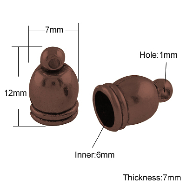 PandaHall Tibetan Style Cord Ends, Cadmium Free & Nickel Free & Lead Free, Column, Red Copper, 12x7x7mm, Hole: 1mm, Inner Diameter: 6mm...
PandaHall Tibetan Style Cord Ends, Cadmium Free & Nickel Free & Lead Free, Column, Red Copper, 12x7x7mm, Hole: 1mm, Inner Diameter: 6mm...