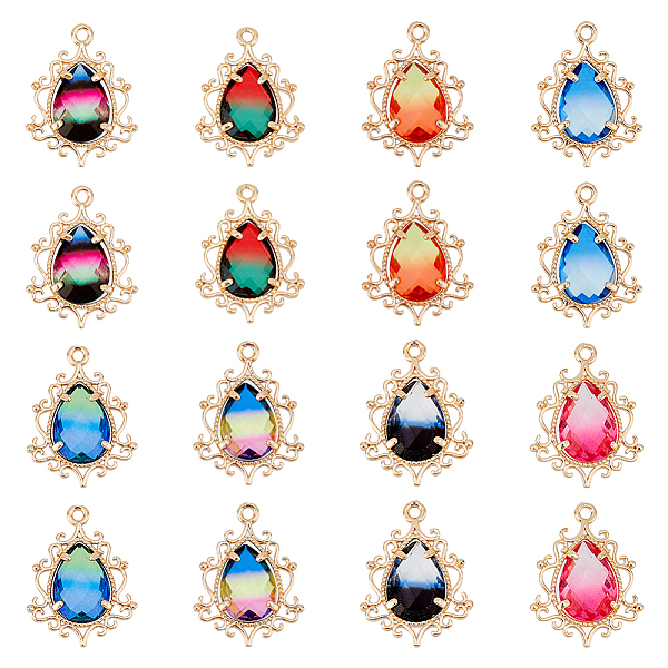 PandaHall DICOSMETIC 16Pcs 8 Colors Golden Tone Brass Pendants, with Faceted Glass, Teardrop, Mixed Color, 25.5x19x6mm, Hole: 1.6mm..., Multicolor
PandaHall DICOSMETIC 16Pcs 8 Colors Golden Tone Brass Pendants, with Faceted Glass, Teardrop, Mixed Color, 25.5x19x6mm, Hole: 1.6mm..., Multicolor