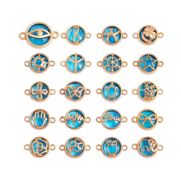 PandaHall 40Pcs 20 Style Glass Links/Connectors, with Light Gold Plated Alloy Findings, Flat Round with Mixed Patterns, Dodger Blue...
PandaHall 40Pcs 20 Style Glass Links/Connectors, with Light Gold Plated Alloy Findings, Flat Round with Mixed Patterns, Dodger Blue...