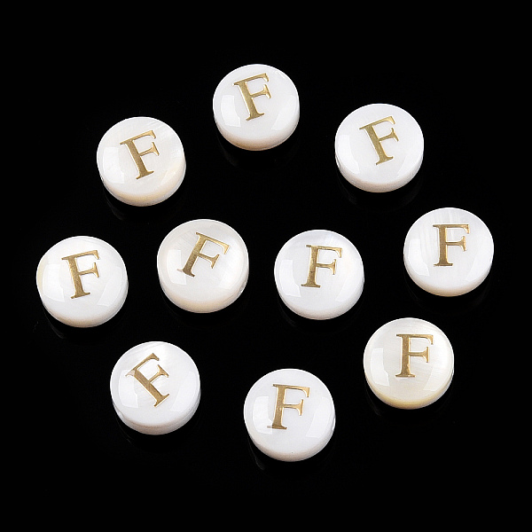 PandaHall Natural Freshwater Shell Beads, with Golden Plated Brass Etched Metal Embellishments, Flat Round with Letter, Letter F...
PandaHall Natural Freshwater Shell Beads, with Golden Plated Brass Etched Metal Embellishments, Flat Round with Letter, Letter F...