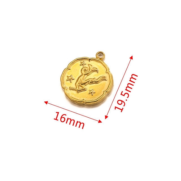 PandaHall Stainless Steel Pendant, Golden, Flat Round with Constellation Charm, Capricorn, 19.5x16mm Stainless Steel Capricorn
PandaHall Stainless Steel Pendant, Golden, Flat Round with Constellation Charm, Capricorn, 19.5x16mm Stainless Steel Capricorn