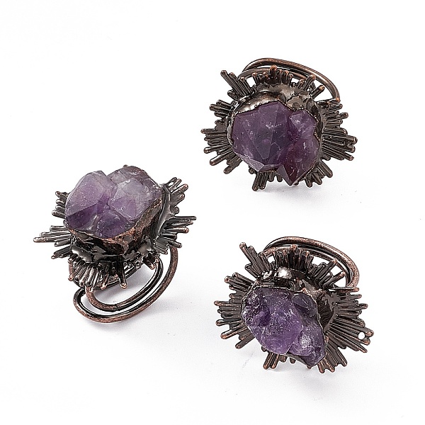 PandaHall Irregular Natural Amethyst Cuff Rings, Rack Plating Brass Wide Ring for Women, Cadmium Free & Lead Free, Red Copper, 8~12mm, Inner...
PandaHall Irregular Natural Amethyst Cuff Rings, Rack Plating Brass Wide Ring for Women, Cadmium Free & Lead Free, Red Copper, 8~12mm, Inner...