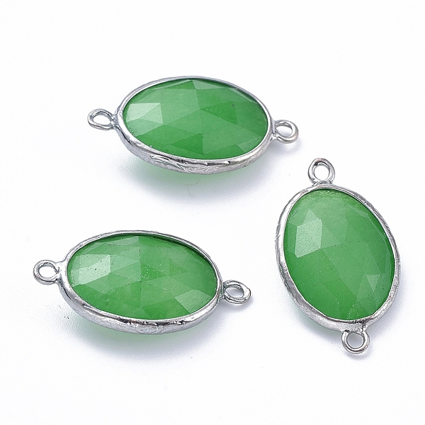 PandaHall Brass Links, with Jade, Dyed, Oval, Faceted, Lime Green, 25.5~26x14.5x6.5mm, Hole: 1.8mm Jade Oval
PandaHall Brass Links, with Jade, Dyed, Oval, Faceted, Lime Green, 25.5~26x14.5x6.5mm, Hole: 1.8mm Jade Oval