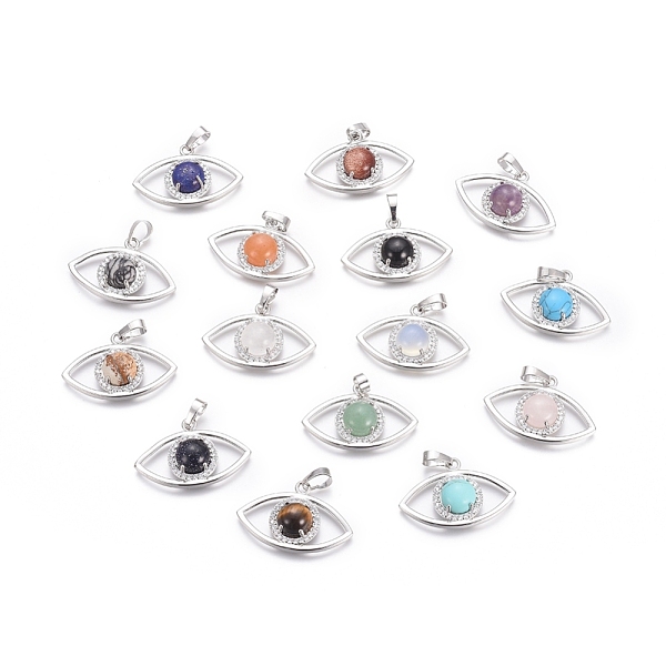 PandaHall Natural & Synthetic Mixed Gemstone Pendants, with Platinum Tone Brass Findings and Crystal Rhinestone, Eye, 21.5x33.3x7.5mm, Hole..., Clear
PandaHall Natural & Synthetic Mixed Gemstone Pendants, with Platinum Tone Brass Findings and Crystal Rhinestone, Eye, 21.5x33.3x7.5mm, Hole..., Clear