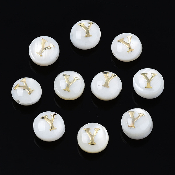 PandaHall Natural Freshwater Shell Beads, with Golden Plated Brass Etched Metal Embellishments, Flat Round with Letter, Seashell Color...
PandaHall Natural Freshwater Shell Beads, with Golden Plated Brass Etched Metal Embellishments, Flat Round with Letter, Seashell Color...