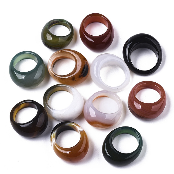 PandaHall Natural Agate Rings, Wide Band Rings, Dyed, Mixed Color, Inner Diameter: 17.5~20mm Natural Agate Multicolor
PandaHall Natural Agate Rings, Wide Band Rings, Dyed, Mixed Color, Inner Diameter: 17.5~20mm Natural Agate Multicolor