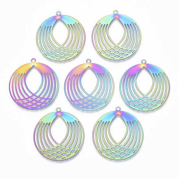 PandaHall Ion Plating(IP) 201 Stainless Steel Filigree Pendants, Etched Metal Embellishments, Flat Round, Rainbow Color, 32.5x30x0.4mm, Hole...
PandaHall Ion Plating(IP) 201 Stainless Steel Filigree Pendants, Etched Metal Embellishments, Flat Round, Rainbow Color, 32.5x30x0.4mm, Hole...