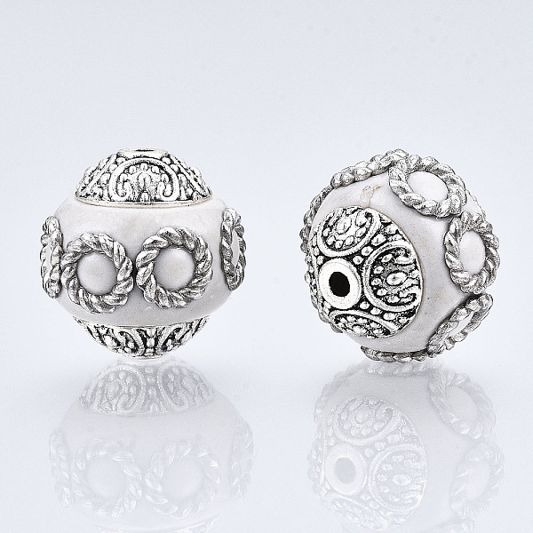 PandaHall Round Handmade Indonesia Beads, with Alloy Cores, Antique Silver, WhiteSmoke, 14~15x15mm, Hole: 1.5mm Polymer Clay Round White
PandaHall Round Handmade Indonesia Beads, with Alloy Cores, Antique Silver, WhiteSmoke, 14~15x15mm, Hole: 1.5mm Polymer Clay Round White