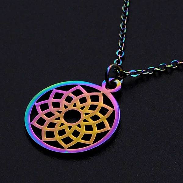 PandaHall 201 Stainless Steel Pendants Necklaces, with Cable Chains and Lobster Claw Clasps, Flat Round with Flower, Rainbow Color, 15-3/4...
PandaHall 201 Stainless Steel Pendants Necklaces, with Cable Chains and Lobster Claw Clasps, Flat Round with Flower, Rainbow Color, 15-3/4...