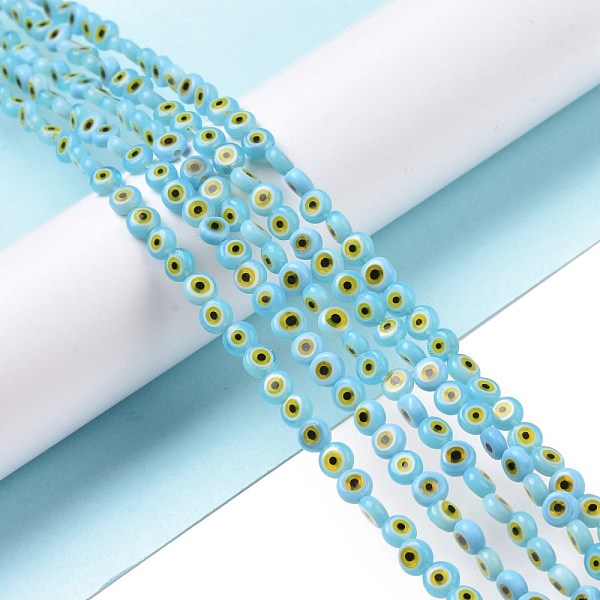PandaHall Handmade Lampwork Beads, Flat Round with Evil Eye, Light Blue, 4.5x2.5mm, Hole: 0.6mm, about 90~100pcs/strand, 15.35''~15.75''...
PandaHall Handmade Lampwork Beads, Flat Round with Evil Eye, Light Blue, 4.5x2.5mm, Hole: 0.6mm, about 90~100pcs/strand, 15.35''~15.75''...